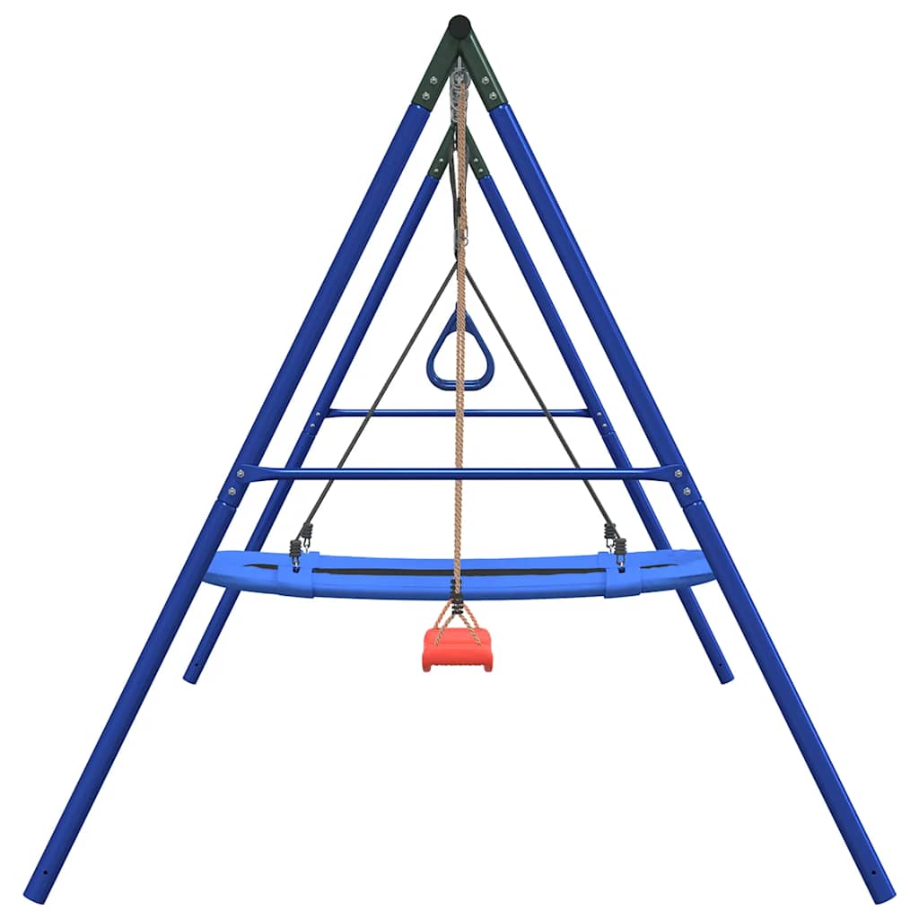 vidaXL Outdoor Swing Set with Swing, Trapeze, Nest Swing - Blue - 33874