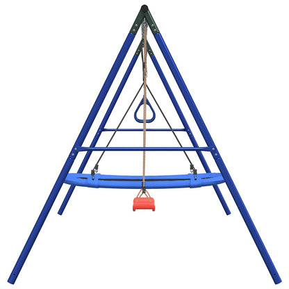 vidaXL Outdoor Swing Set with Swing, Trapeze, Nest Swing - Blue - 33874