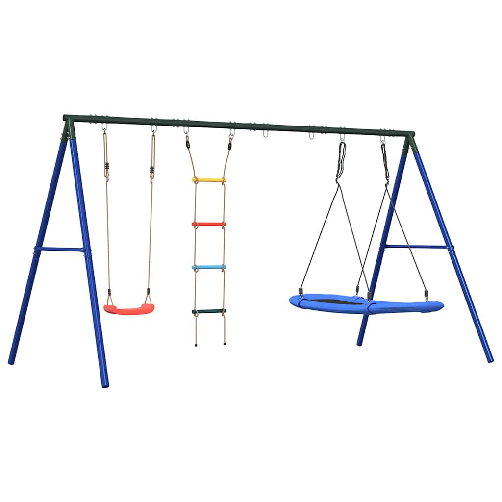 vidaXL Outdoor Swing Set with Swing, Ladder, Nest Swing - Multicolour - 33875
