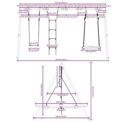 vidaXL Outdoor Swing Set with Swing, Ladder, Nest Swing - Multicolour - 33875