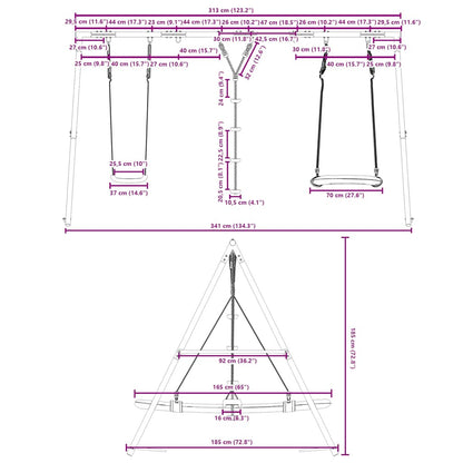 vidaXL Outdoor Swing Set with Swing, Disc Swing, Nest Swing - Multicolour - 33882