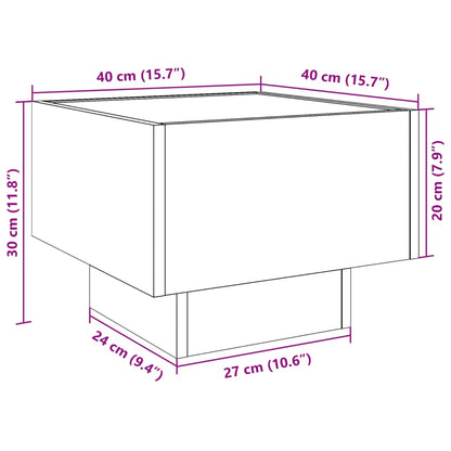vidaXL Bedside Table with Infinity LED White 40x40x30 cm
