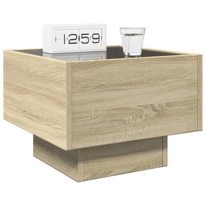 vidaXL Bedside Table with Infinity LED Sonoma Oak 40x40x30 cm - Brown