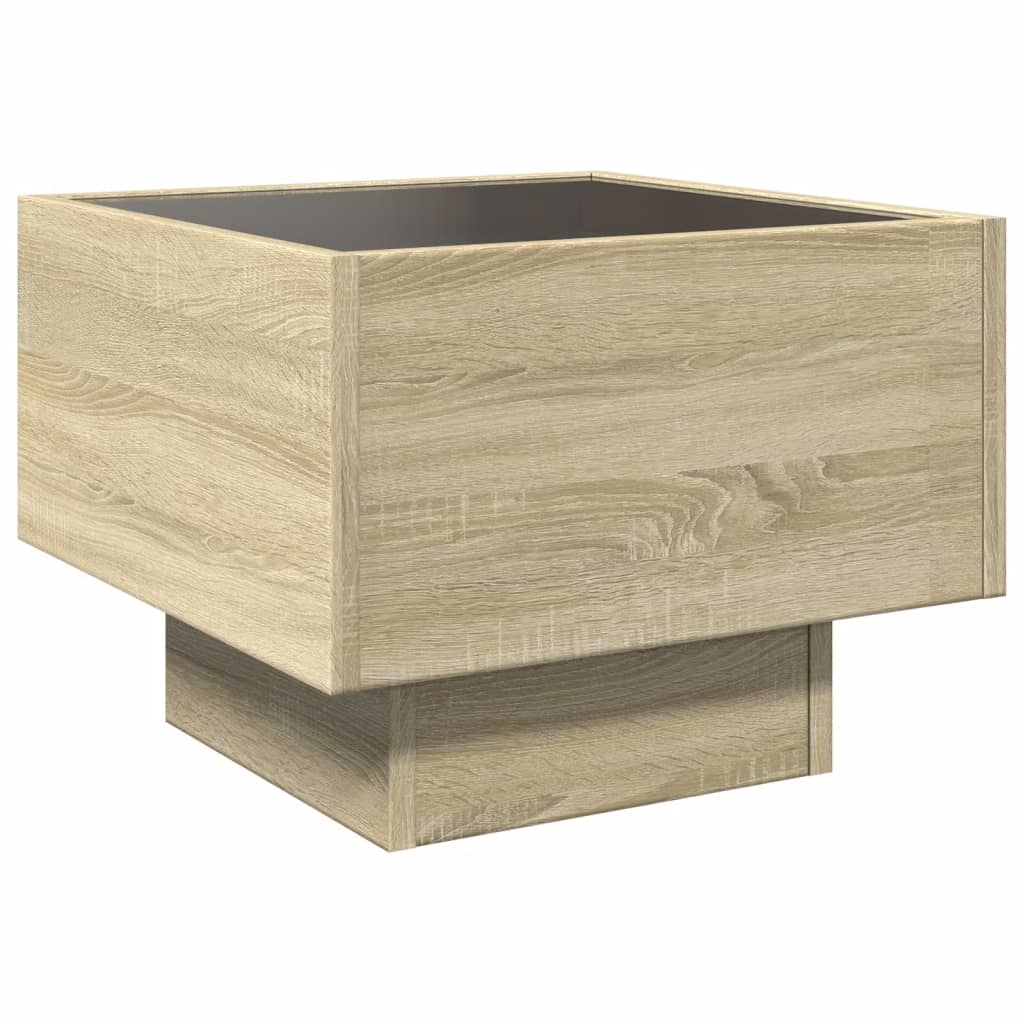vidaXL Bedside Table with Infinity LED Sonoma Oak 40x40x30 cm - Brown