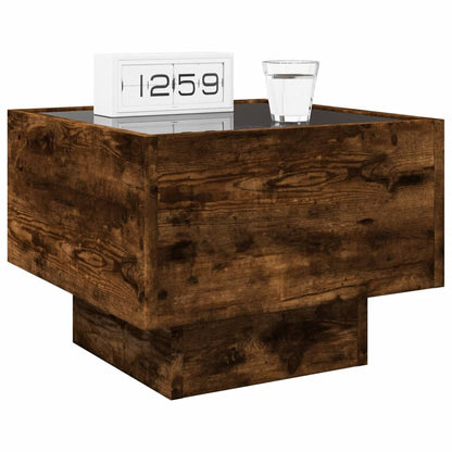 vidaXL Bedside Table with Infinity LED Smoked Oak 40x40x30 cm - Brown