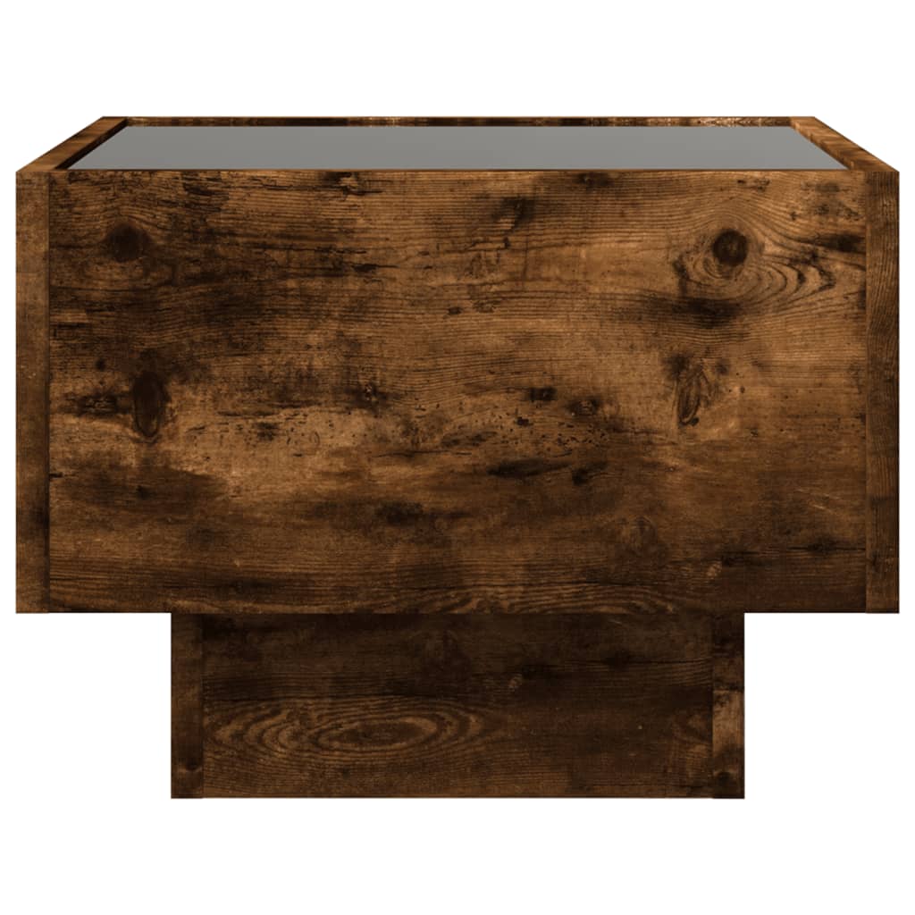 vidaXL Bedside Table with Infinity LED Smoked Oak 40x40x30 cm - Brown