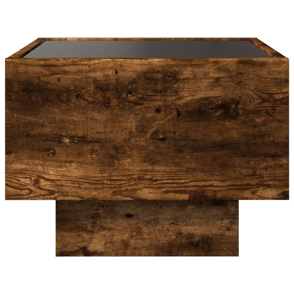 vidaXL Bedside Table with Infinity LED Smoked Oak 40x40x30 cm - Brown