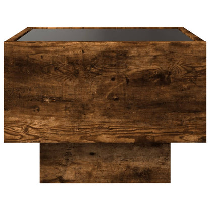 vidaXL Bedside Table with Infinity LED Smoked Oak 40x40x30 cm - Brown