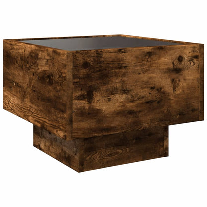 vidaXL Bedside Table with Infinity LED Smoked Oak 40x40x30 cm - Brown