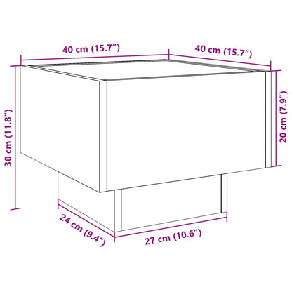 vidaXL Bedside Table with Infinity LED Grey Sonoma 40x40x30 cm