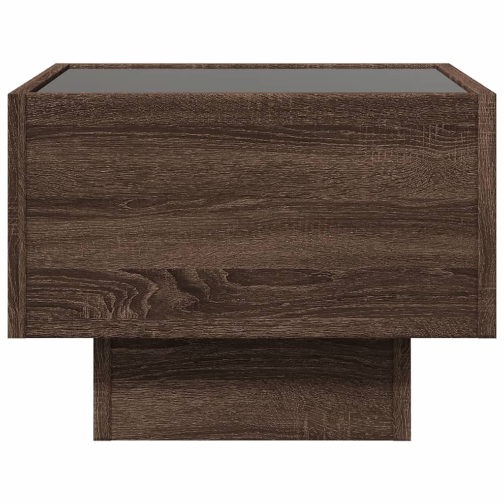vidaXL Bedside Table with Infinity LED Brown Oak 40x40x30 cm