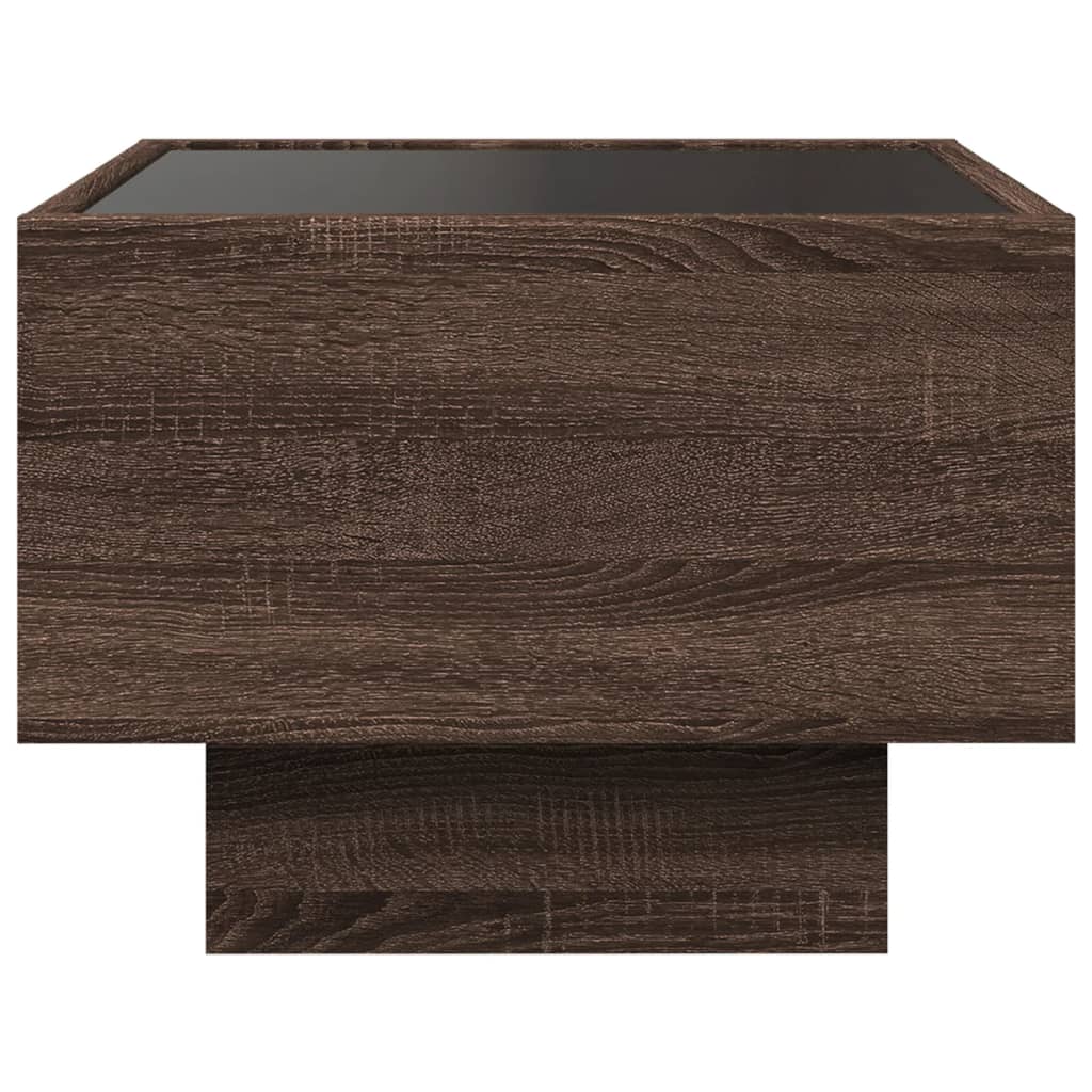 vidaXL Bedside Table with Infinity LED Brown Oak 40x40x30 cm