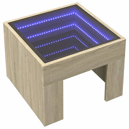 vidaXL Bedside Table with Infinity LED Sonoma Oak 40x40x30 cm - Brown - 61039