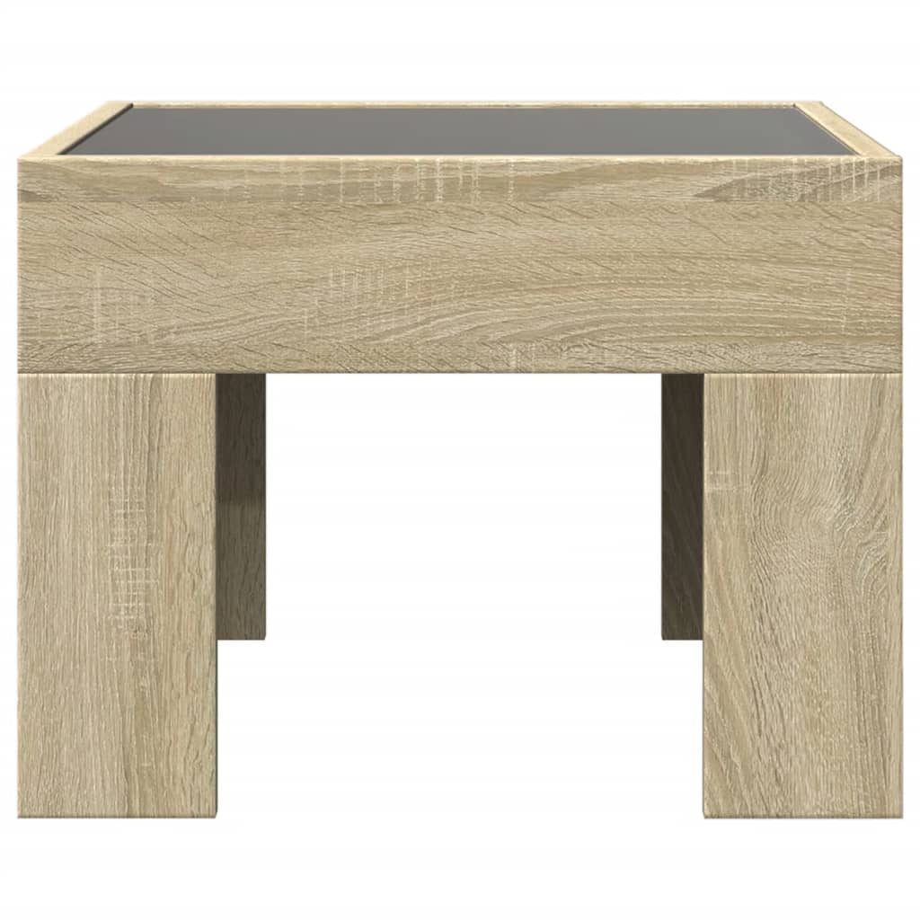vidaXL Bedside Table with Infinity LED Sonoma Oak 40x40x30 cm - Brown - 61039