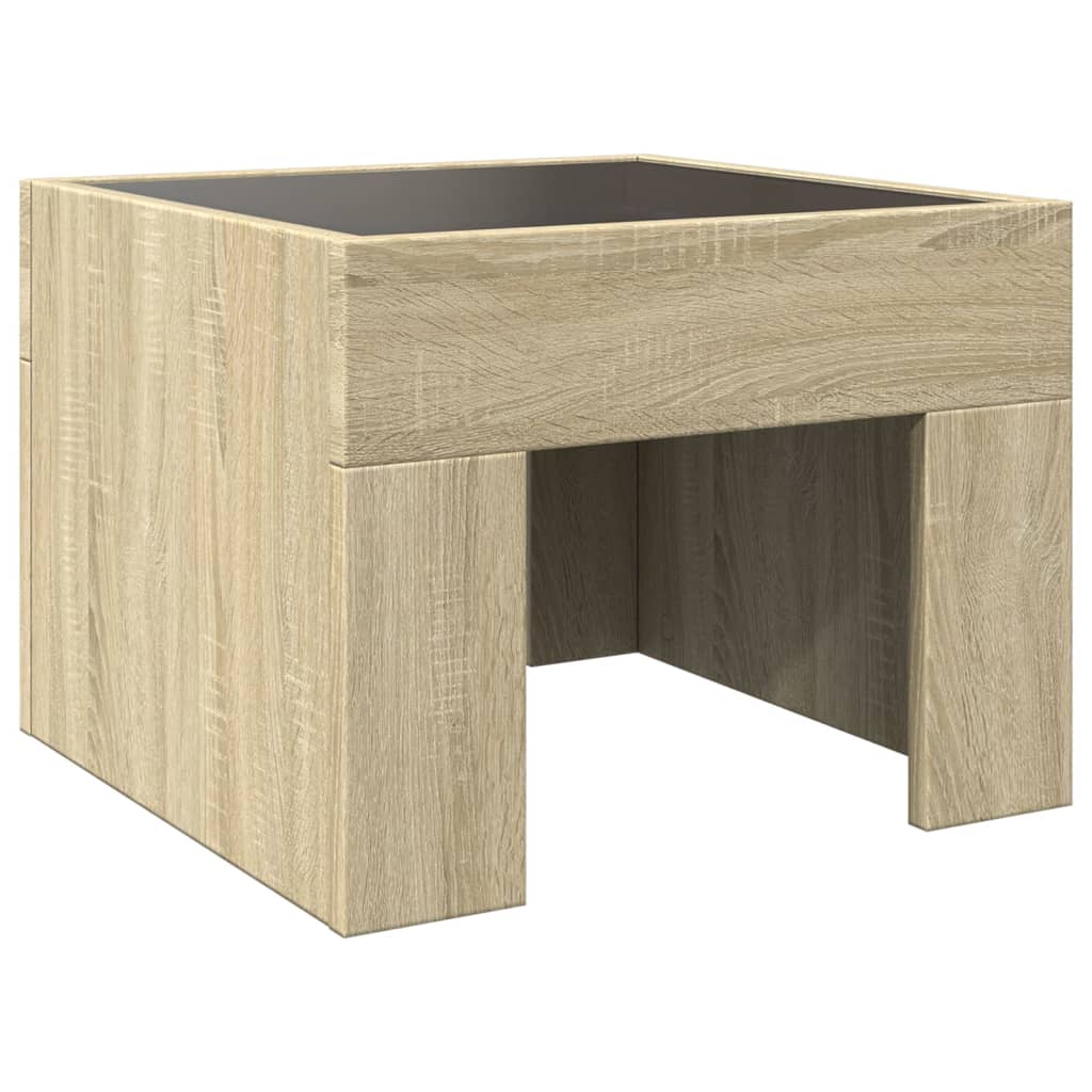 vidaXL Bedside Table with Infinity LED Sonoma Oak 40x40x30 cm - Brown - 61039