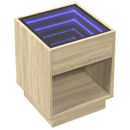 vidaXL Bedside Table with Infinity LED Sonoma Oak 40x40x50 cm - Brown