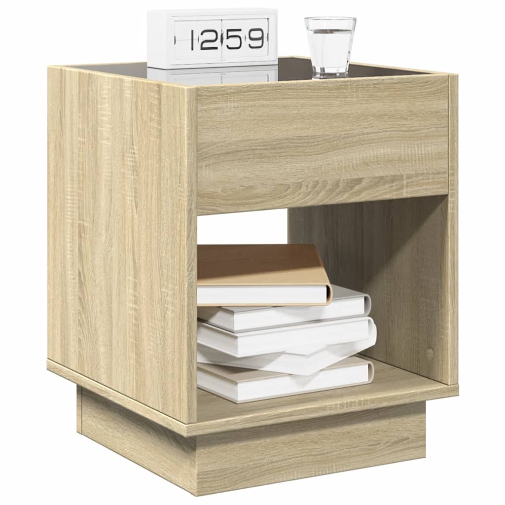 vidaXL Bedside Table with Infinity LED Sonoma Oak 40x40x50 cm - Brown