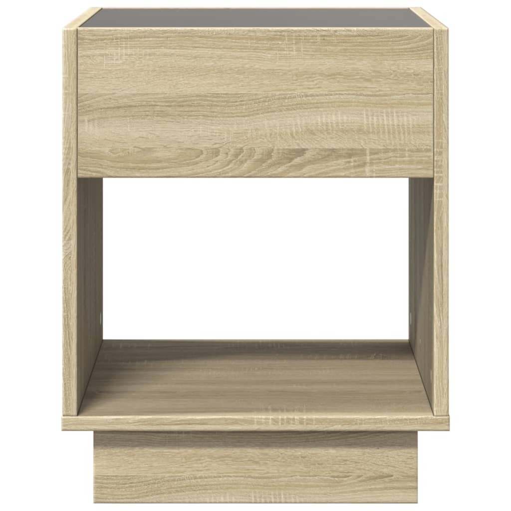 vidaXL Bedside Table with Infinity LED Sonoma Oak 40x40x50 cm - Brown