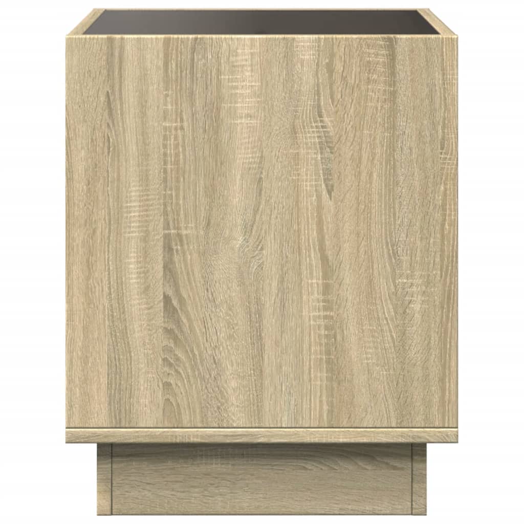 vidaXL Bedside Table with Infinity LED Sonoma Oak 40x40x50 cm - Brown