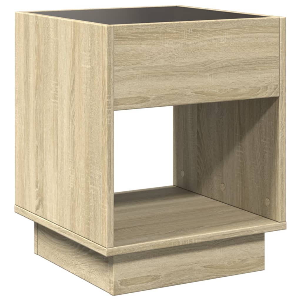 vidaXL Bedside Table with Infinity LED Sonoma Oak 40x40x50 cm - Brown
