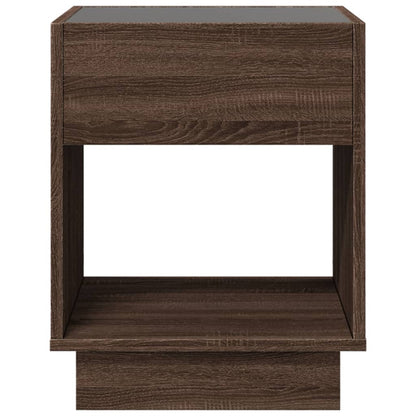 vidaXL Bedside Table with Infinity LED Brown Oak 40x40x50 cm