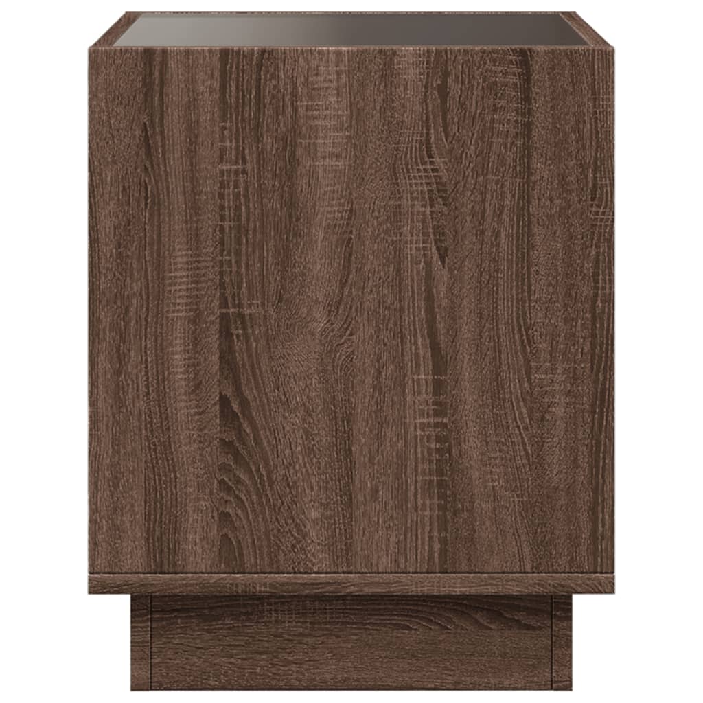 vidaXL Bedside Table with Infinity LED Brown Oak 40x40x50 cm