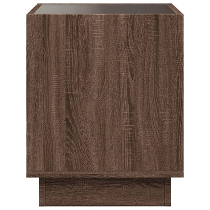 vidaXL Bedside Table with Infinity LED Brown Oak 40x40x50 cm