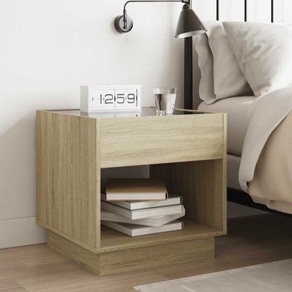 vidaXL Bedside Table with Infinity LED Sonoma Oak 50x50x50 cm - Brown