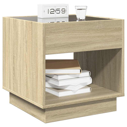 vidaXL Bedside Table with Infinity LED Sonoma Oak 50x50x50 cm - Brown