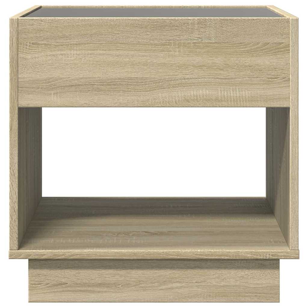 vidaXL Bedside Table with Infinity LED Sonoma Oak 50x50x50 cm - Brown