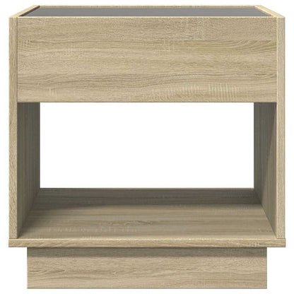 vidaXL Bedside Table with Infinity LED Sonoma Oak 50x50x50 cm - Brown