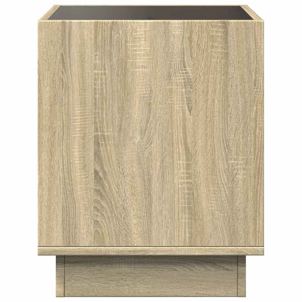 vidaXL Bedside Table with Infinity LED Sonoma Oak 50x50x50 cm - Brown
