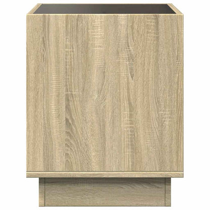 vidaXL Bedside Table with Infinity LED Sonoma Oak 50x50x50 cm - Brown