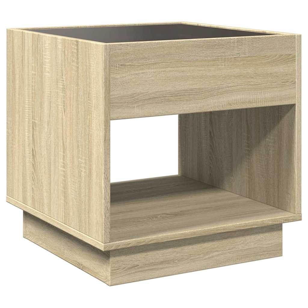 vidaXL Bedside Table with Infinity LED Sonoma Oak 50x50x50 cm - Brown