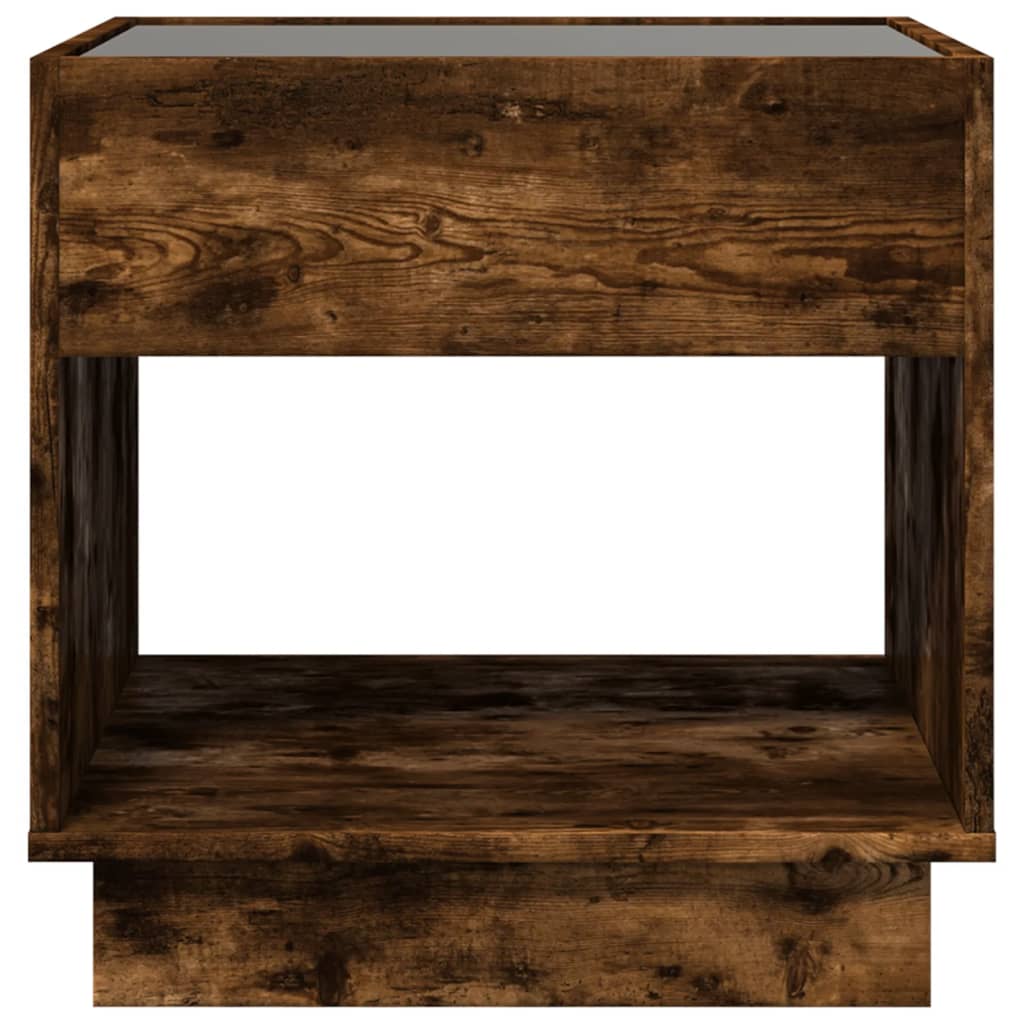 vidaXL Bedside Table with Infinity LED Smoked Oak 50x50x50 cm - Brown