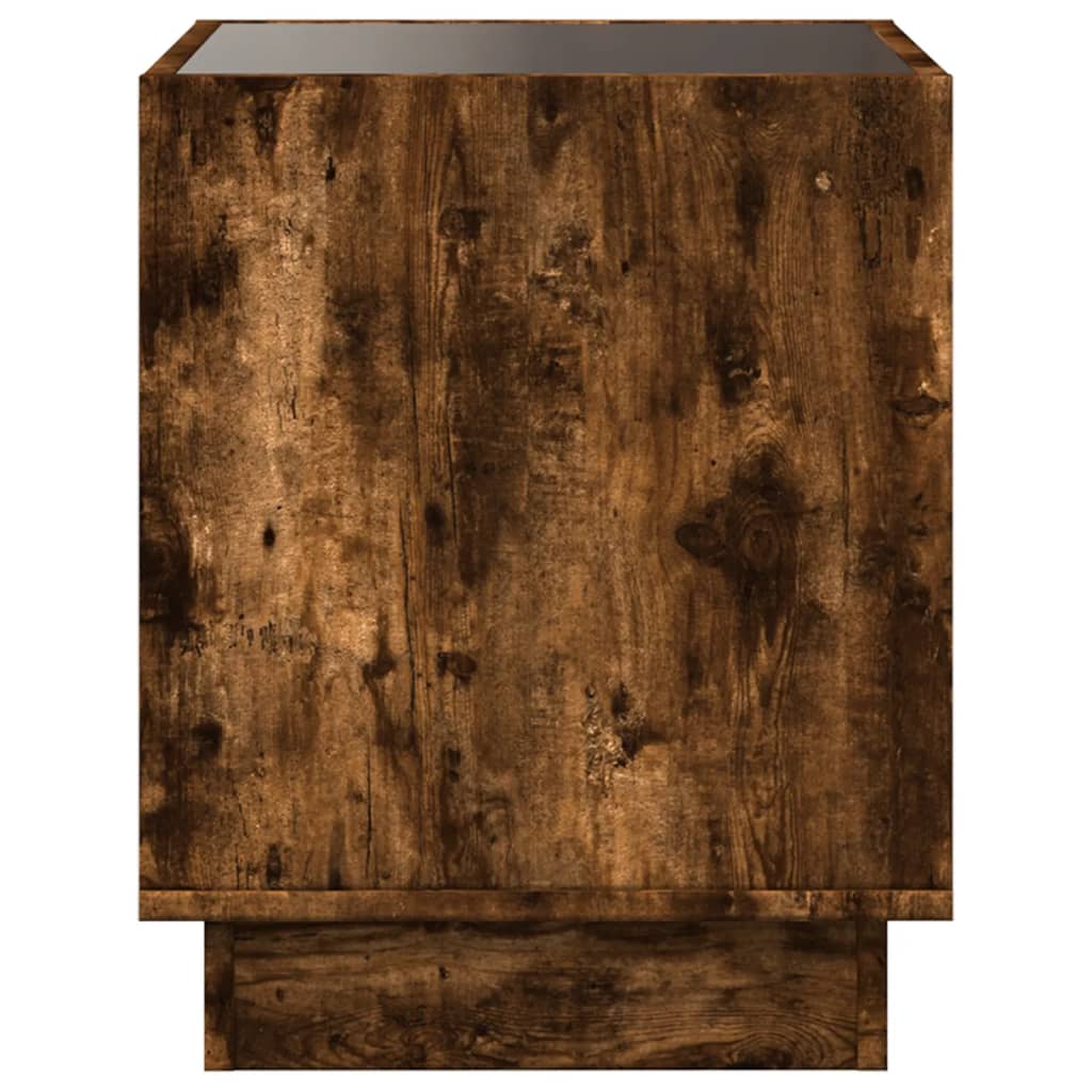 vidaXL Bedside Table with Infinity LED Smoked Oak 50x50x50 cm - Brown