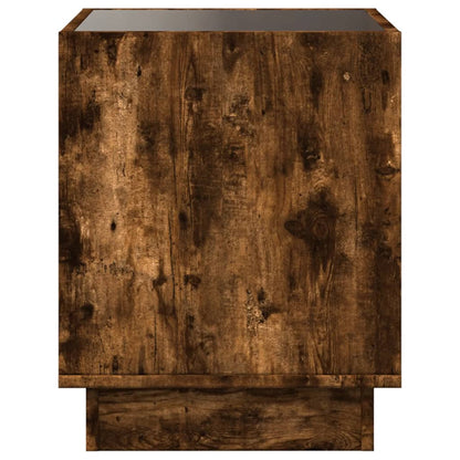 vidaXL Bedside Table with Infinity LED Smoked Oak 50x50x50 cm - Brown