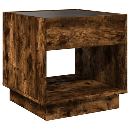 vidaXL Bedside Table with Infinity LED Smoked Oak 50x50x50 cm - Brown