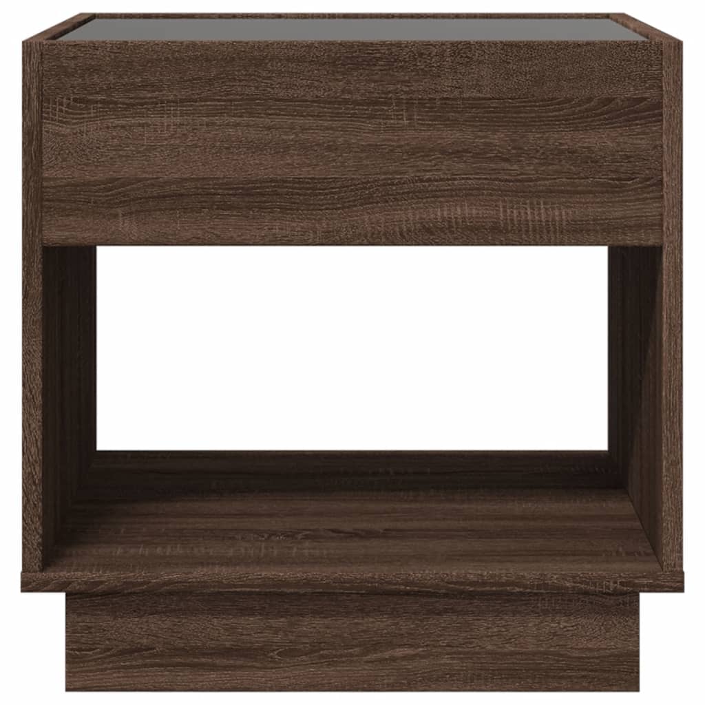 vidaXL Bedside Table with Infinity LED Brown Oak 50x50x50 cm