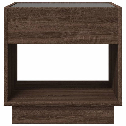 vidaXL Bedside Table with Infinity LED Brown Oak 50x50x50 cm