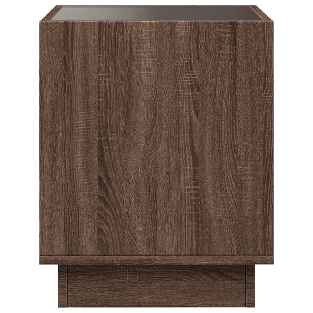 vidaXL Bedside Table with Infinity LED Brown Oak 50x50x50 cm