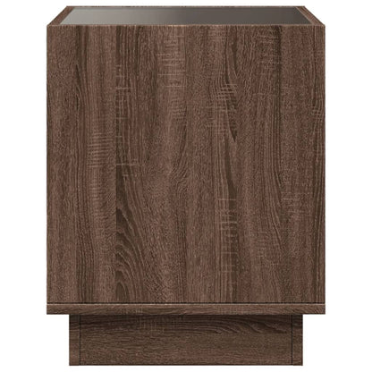 vidaXL Bedside Table with Infinity LED Brown Oak 50x50x50 cm