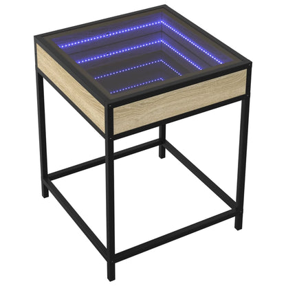 vidaXL Bedside Table with Infinity LED Sonoma Oak 40x40x51 cm - Brown