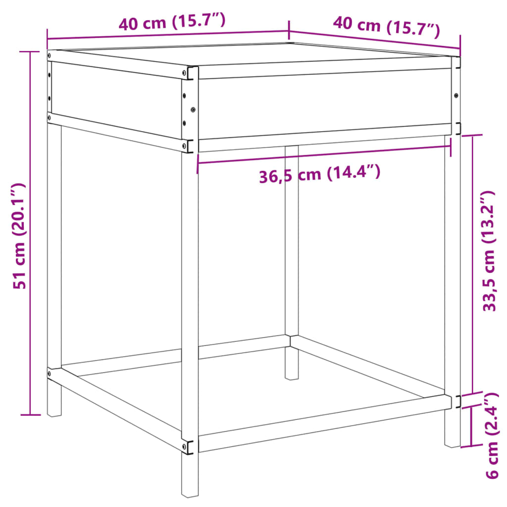 vidaXL Bedside Table with Infinity LED Sonoma Oak 40x40x51 cm - Brown