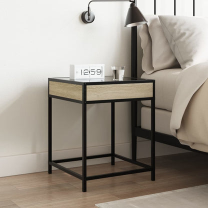 vidaXL Bedside Table with Infinity LED Sonoma Oak 40x40x51 cm - Brown