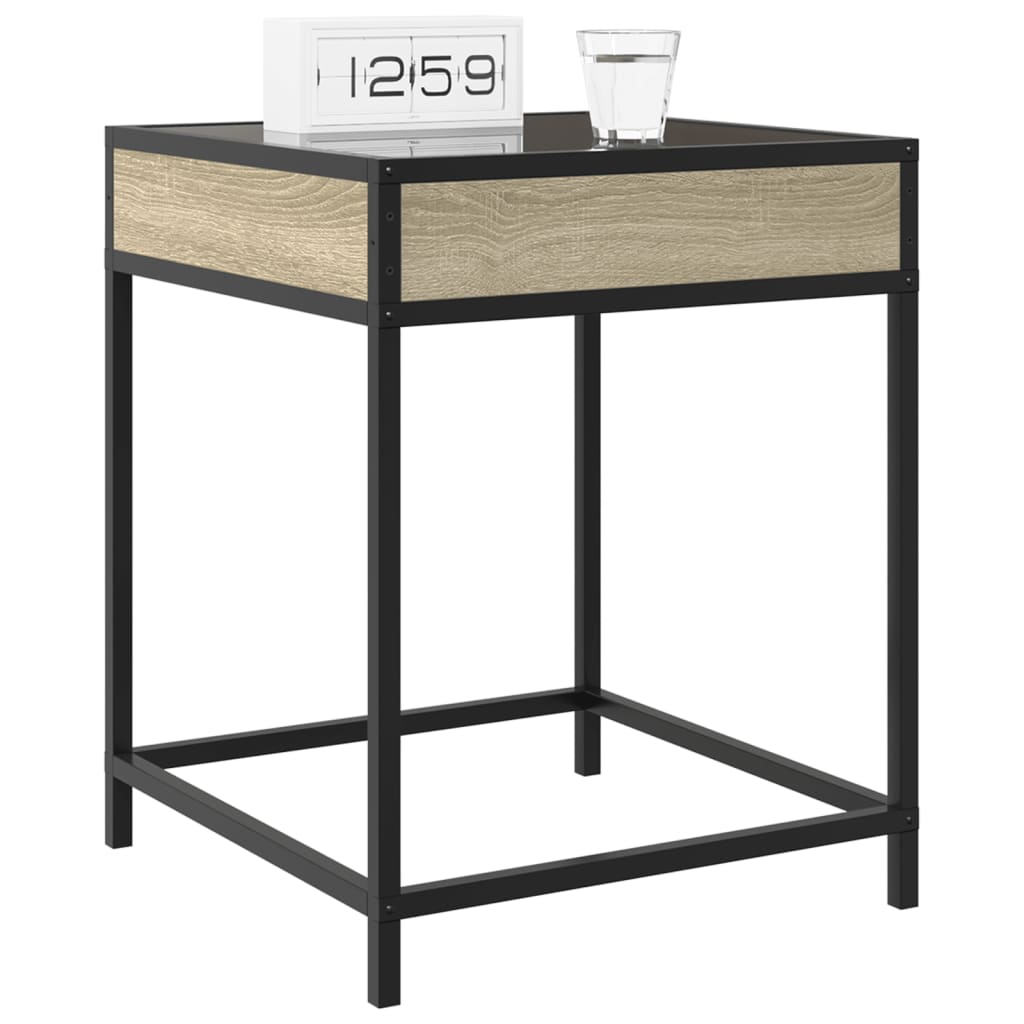 vidaXL Bedside Table with Infinity LED Sonoma Oak 40x40x51 cm - Brown
