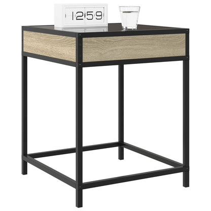 vidaXL Bedside Table with Infinity LED Sonoma Oak 40x40x51 cm - Brown