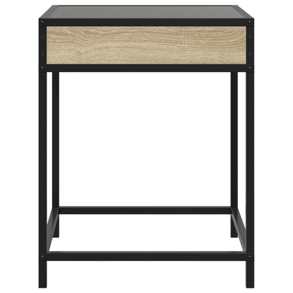vidaXL Bedside Table with Infinity LED Sonoma Oak 40x40x51 cm - Brown