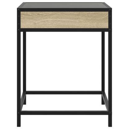 vidaXL Bedside Table with Infinity LED Sonoma Oak 40x40x51 cm - Brown