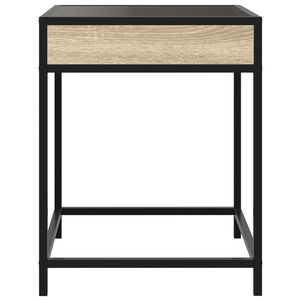 vidaXL Bedside Table with Infinity LED Sonoma Oak 40x40x51 cm - Brown